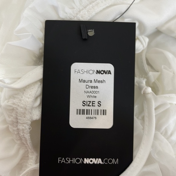 FASHION NOVA Maura Mesh White Dress Size Small NWT - Picture 7 of 13